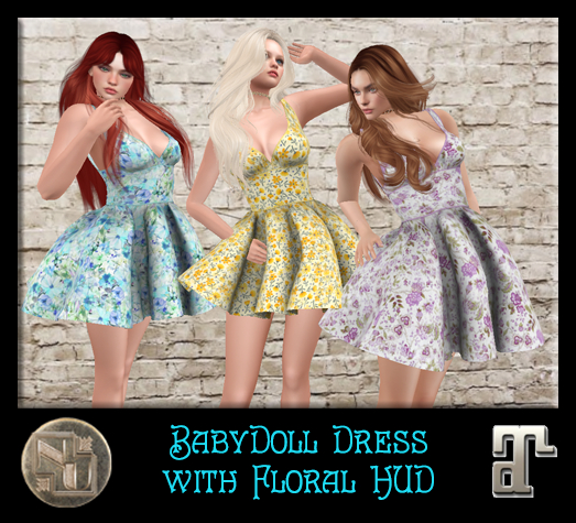 Floral Babydoll Dress with Texture HUD
