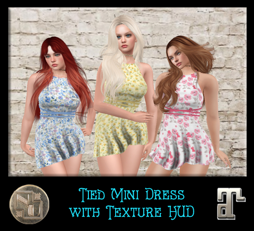 Floral Tied Mini Dress with Texture HUD