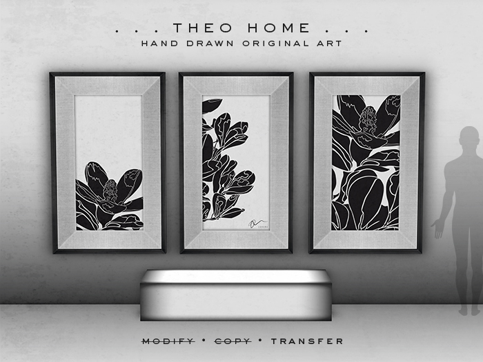 THEO HOME – “Black Magnolia Variations” Wall Art