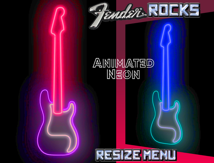 ★★★★★~ FENDER ROCKS Animated Gif (neon)-RESIZE MENU