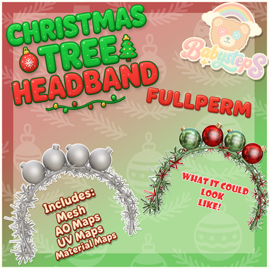 {Babysteps} Christmas Tree Headband FULLPERM