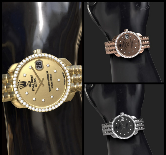 [813] Rose, Gold, Silver Rolex Watch