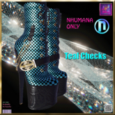 Blk  & Teal Checks /Gold -  Ankle Boots  Nhumana