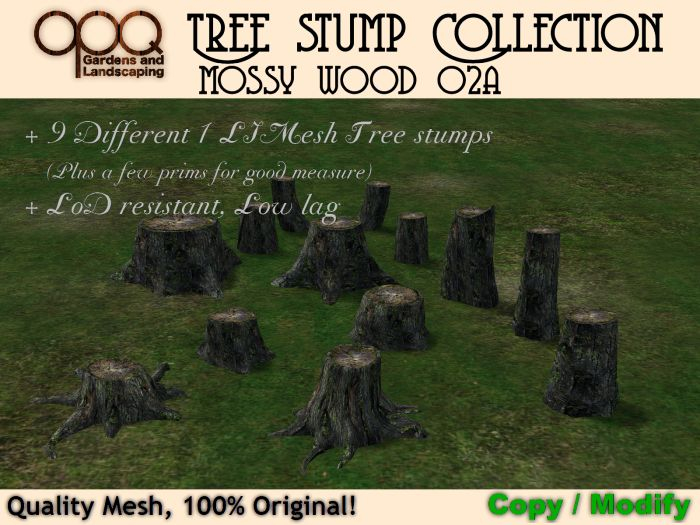 9 Mesh Tree Stumps, 1 LI each - OPQ Tree stump Collection MW02A