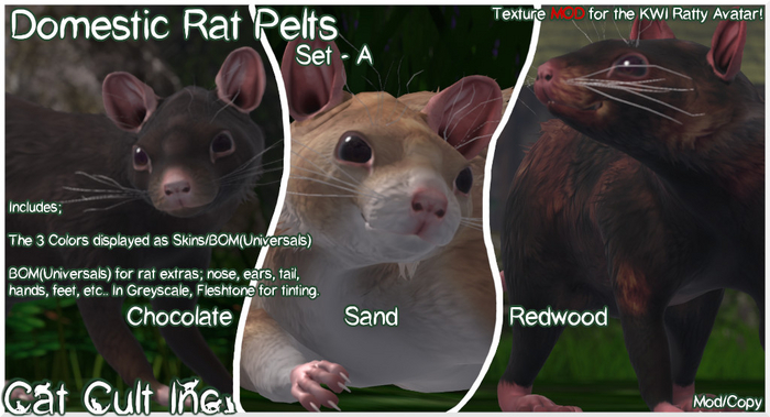 Domestic Rat Pelts Set - A - MODs