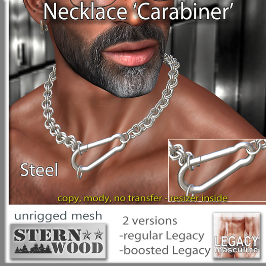 {JS} Necklace 'Carabiner' - Steel - Legacy