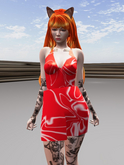 BRIGHT RED LATEX TOP & SKIRT SET