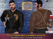 (HASSEL) PACK ELITE TIGERS MEN'S BOMBER JACKETS LEGACY MALE & ATHLETIC, KARIO FIT FLEX FLAT, JAKE, AESTHETIC, SLINK 497