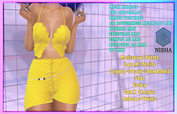 FULL PERM TOP SHORTS BELT SET Nisha - Gina set full perm mesh