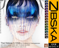 Zibska Evo X ~ Theii Makeup in 15 colors in 3 transparencies with color change face orbits
