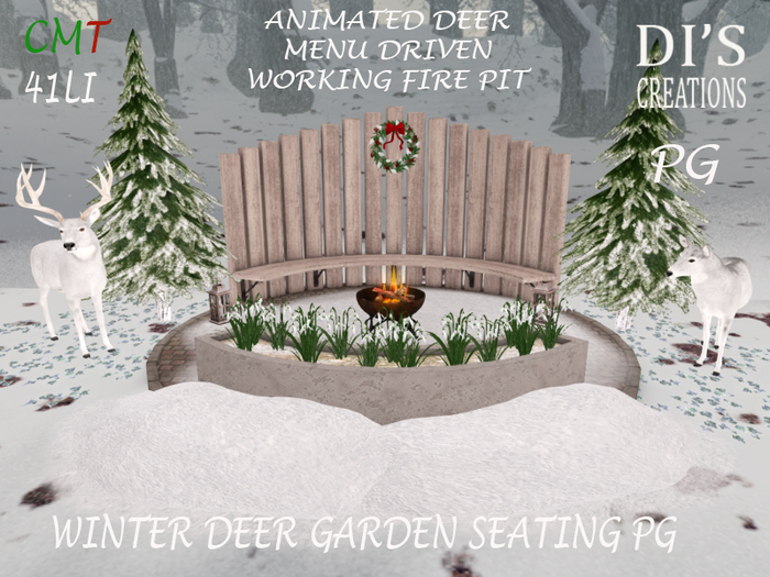 WINTER DEER GARDEN SEATING PG