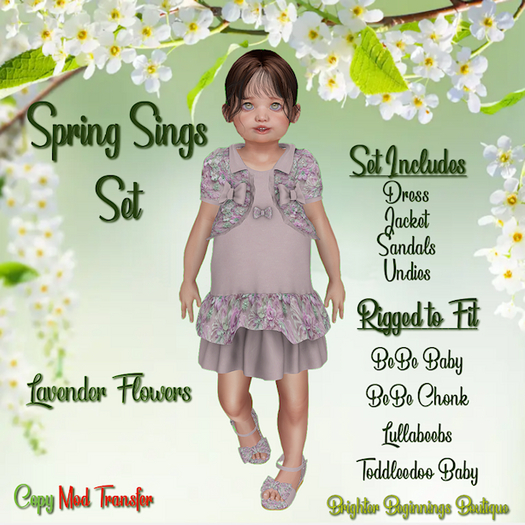 Spring Sings Dress Set - Lavender Flowers