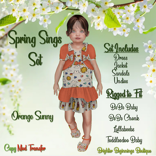 Spring Sings Dress Set - Orange Sunny