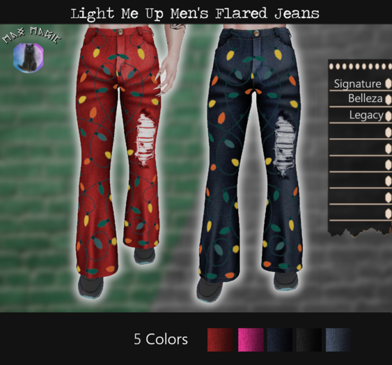 ::MM:: Light Me Up Men's Ripped Flared jeans - 5 Colors