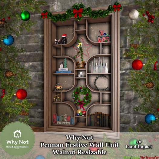 Why Not - Pennan Festive Wall Unit Walnut-Add Me