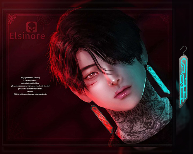 [EL]Cyber Plate Earring Gray