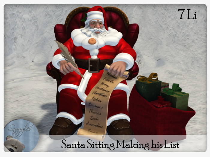 Santa Sitting Making his List By Snuggles 