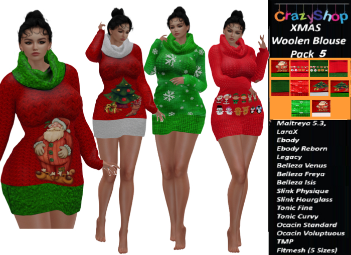Crazy XMAS Woolen Blouse Pack 5
