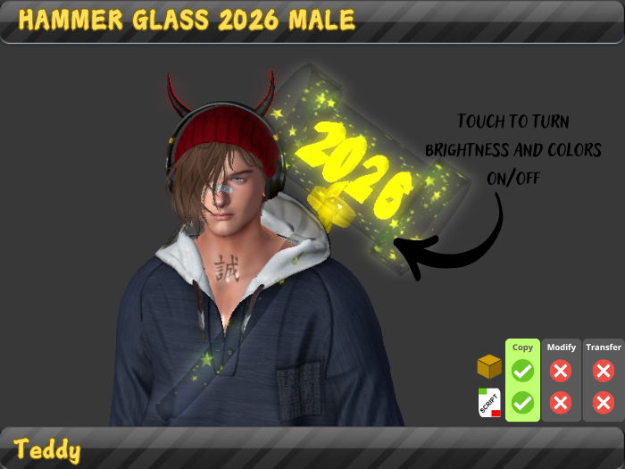 Hammer glass new year Male