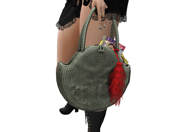 =Zenith=Hannah Rattan Round Bag (Khaki)