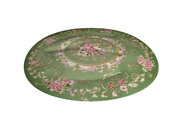 Green Pink Floral Victorian Rug