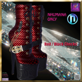 Blk  & Red Checks /Gold -  Ankle Boots  Nhumana