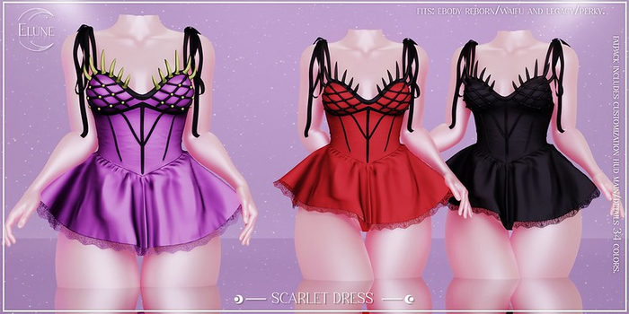 Elune. Scarlet Dress - pack 3