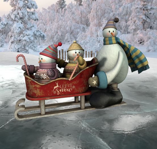 Let it snow Snowman  Sled RARE 7Li