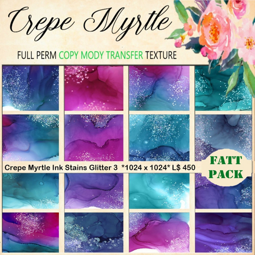 Crepe Myrtle Ink Stains Glitter Fullpack