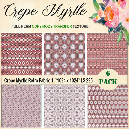 Crepe Myrtle Retro Fabric 1