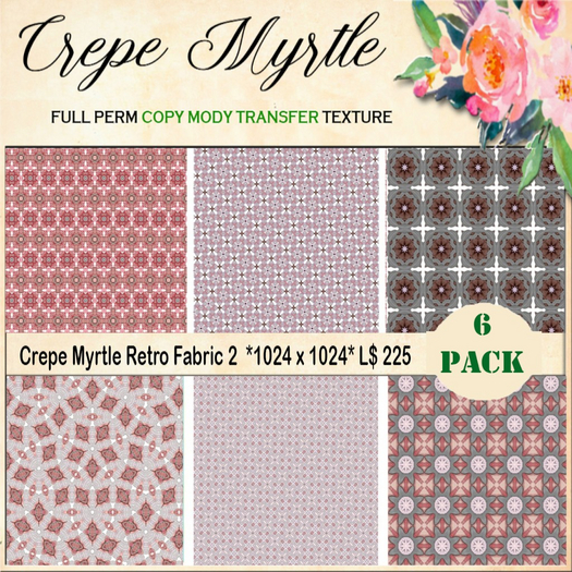 Crepe Myrtle Retro Fabric 2