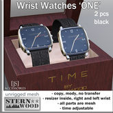 {JS} Wrist Watch 'ONE' - black - 2 pcs