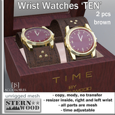{JS} Wrist Watch 'TEN' - brown - 2 pcs