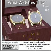 {JS} Wrist Watch 'TEN' - red - 2 pcs