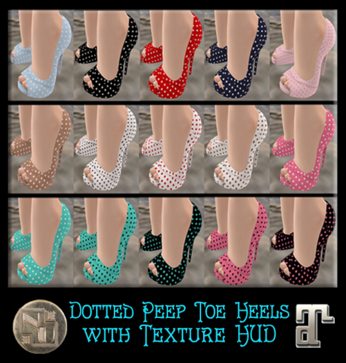 Dotted Peep Toe Heels with Texture HUD