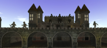 Medieval Castle with Viking Warrior Statues