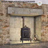 DD Hayley Farmhouse Fireplace Set With Wood Burner
