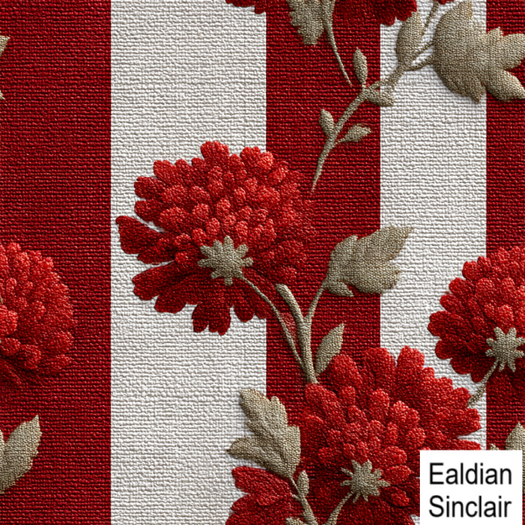 Floral Stripe Red Seamless Texture
