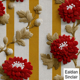 Embroidered Floral Stripe Red and Yellow Seamless Texture