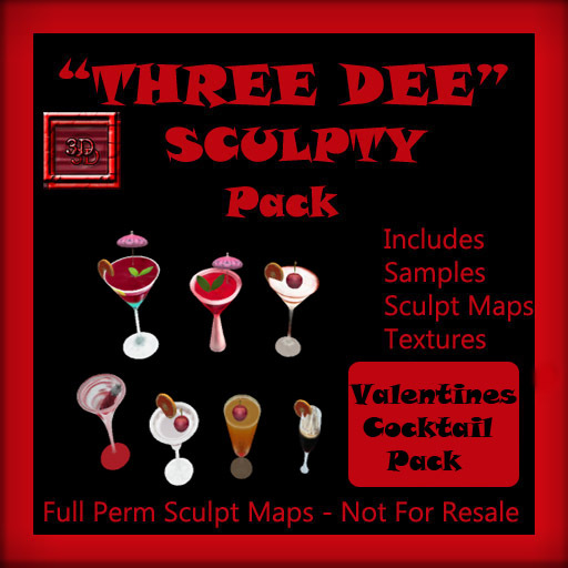 "Three Dee" Valentine Cocktails Sculpty Pack