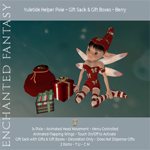 Yuletide Helper Pixie ~ Gift Sack & Gift Boxes ~ Berry