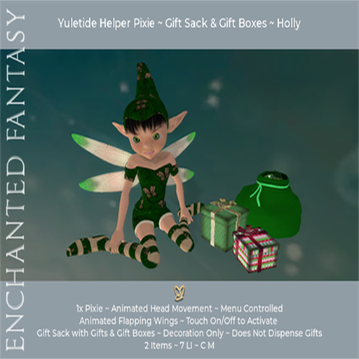 Yuletide Helper Pixie ~ Gift Sack & Gift Boxes ~ Holly