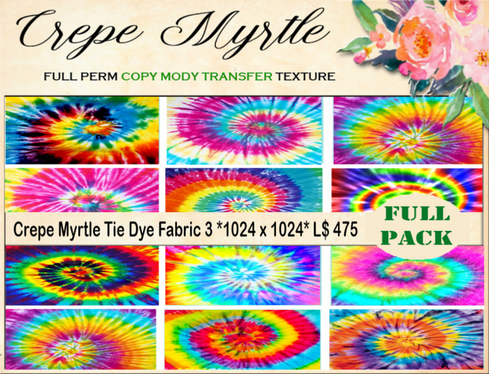 Crepe Myrtle Tie Color Fabrics 3 Fullpack