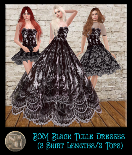 BOM Black Tulle Cocktail Dress & Variations