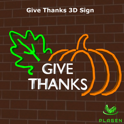 Give Thanks 3D Sign (P)   - PLAGEN  (ADD)