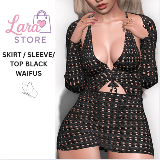 LS - SKIRT / SLEEVE / TOP WAIFUS BLACK