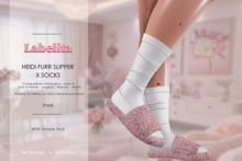 [LABELITA] Heide Furr Slipper x Socks Pink
