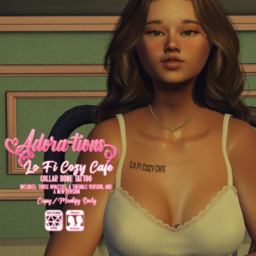 Adora-tions - Custom - Lo Fi Cozy Cafe Collar Bone Tattoo