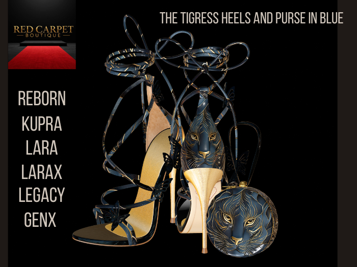 Red Carpet Tigress Heels and Purse Collection In Blue