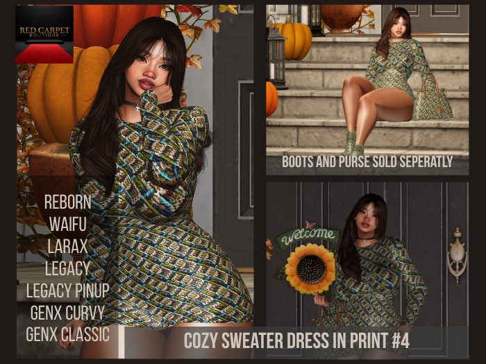 Red Carpet Cozy Sweater Dress In Print #4